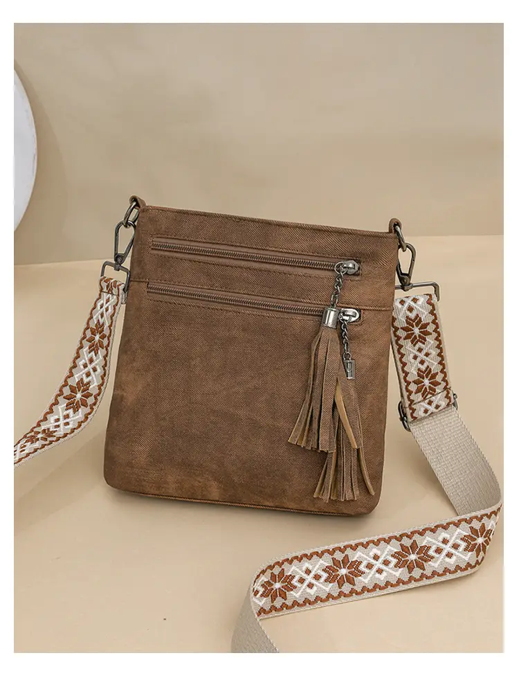 Women Retro Tassel Shoulder Bag Olive Green 2025 — feature 23