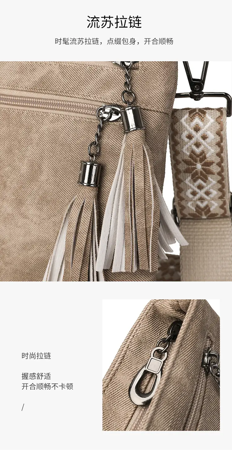 Women Retro Tassel Shoulder Bag Olive Green 2025 — feature 3