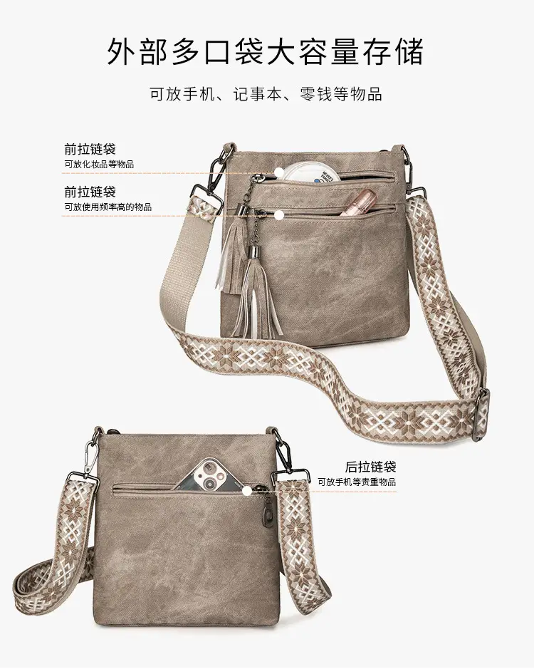 Women Retro Tassel Shoulder Bag Olive Green 2025 — feature 6
