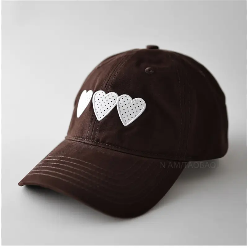 Maroon Heart Embroidered Baseball Cap Unisex Casual Sunshade - Image 6