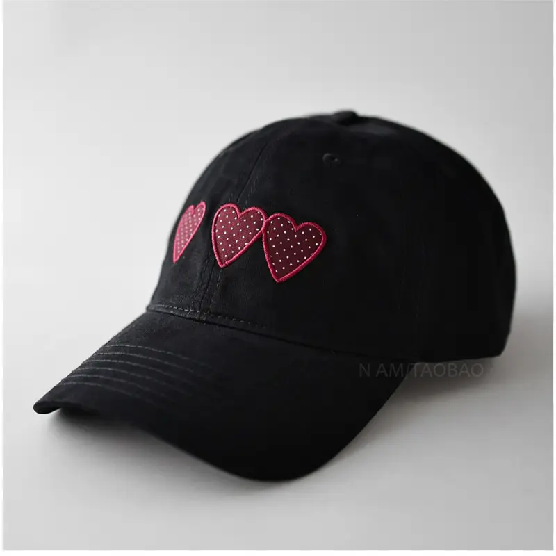 Maroon Heart Embroidered Baseball Cap Unisex Casual Sunshade - Image 7