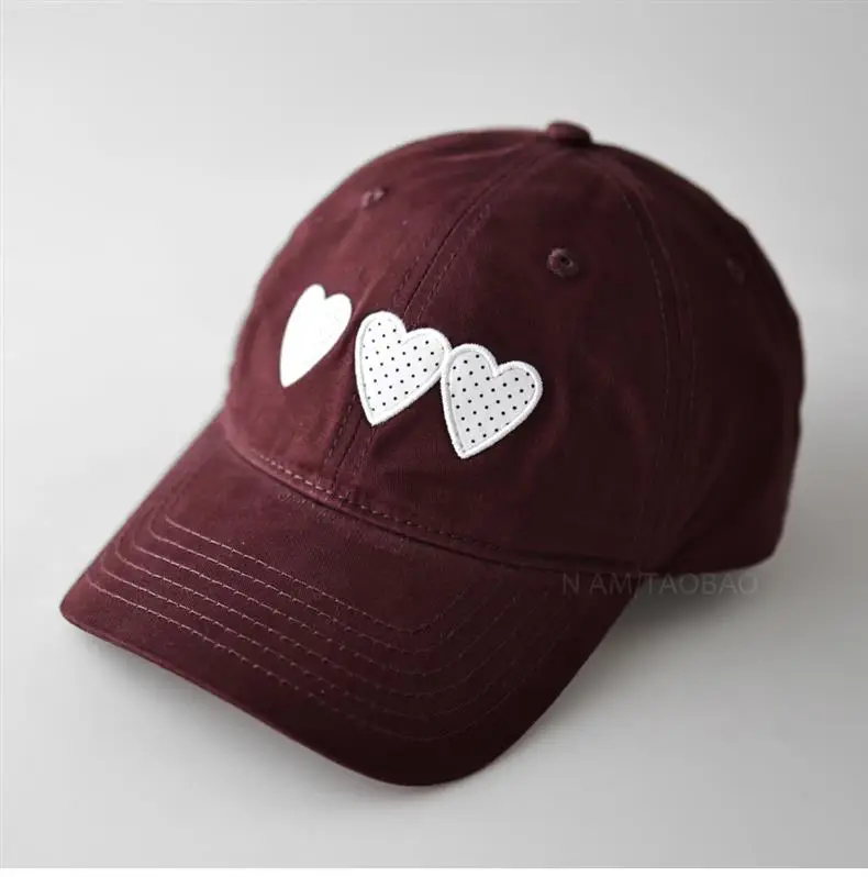 Maroon Heart Embroidered Baseball Cap Unisex Casual Sunshade — feature 7