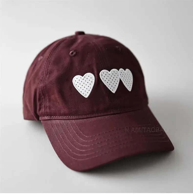 Maroon Heart Embroidered Baseball Cap Unisex Casual Sunshade — feature 8