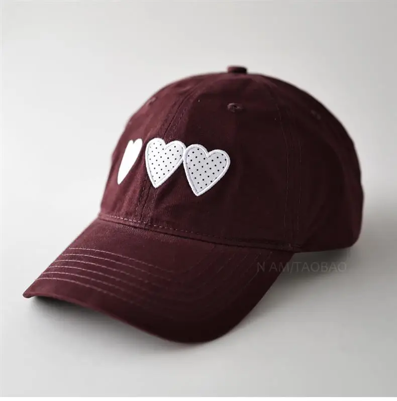 Maroon Heart Embroidered Baseball Cap Unisex Casual Sunshade — feature 9