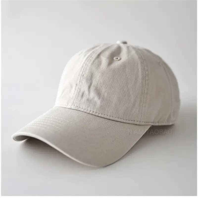Men's Adjustable Beige Cotton Baseball Cap - Image 7