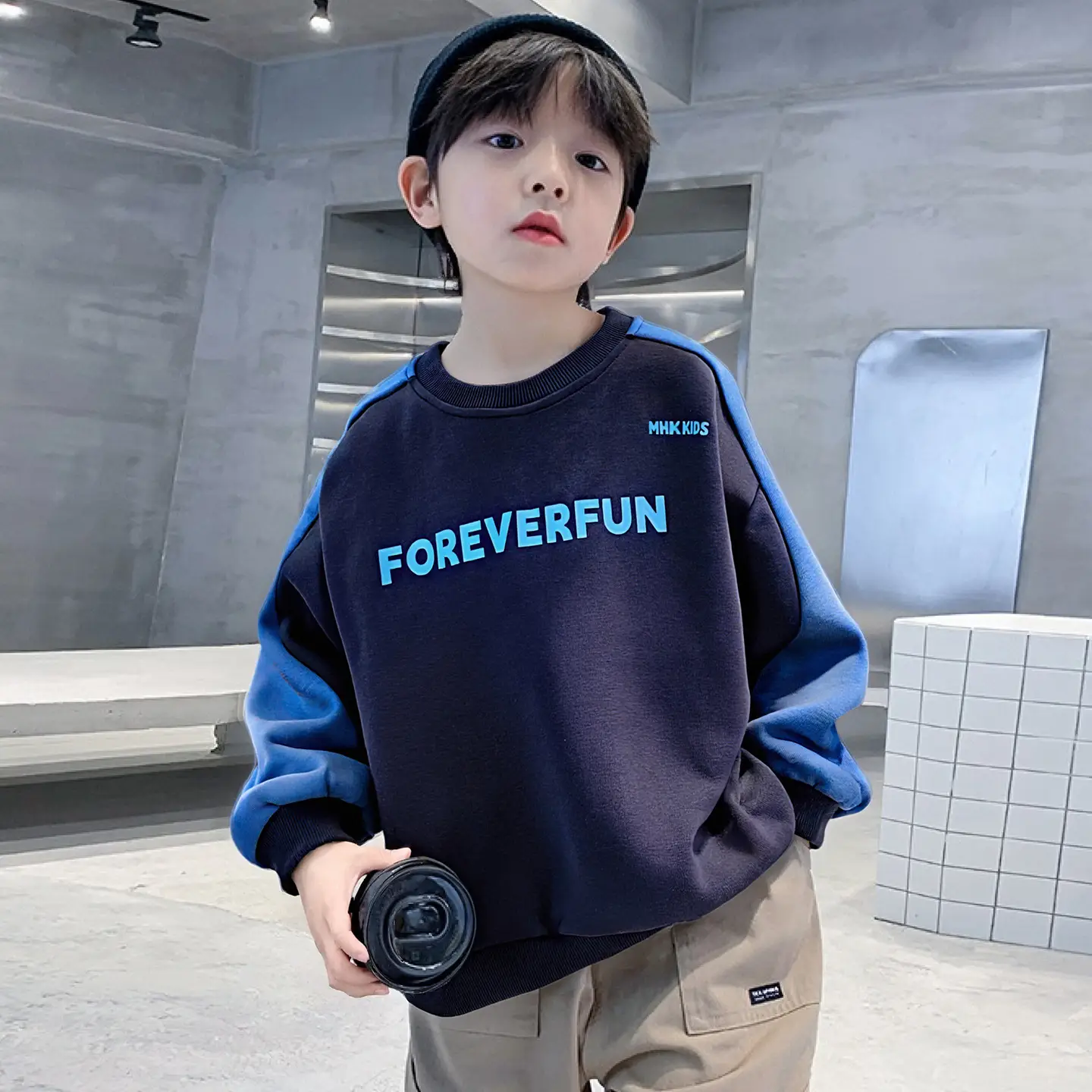 Boys Sweatshirt Blue Forever Fun Long Sleeve - Image 3