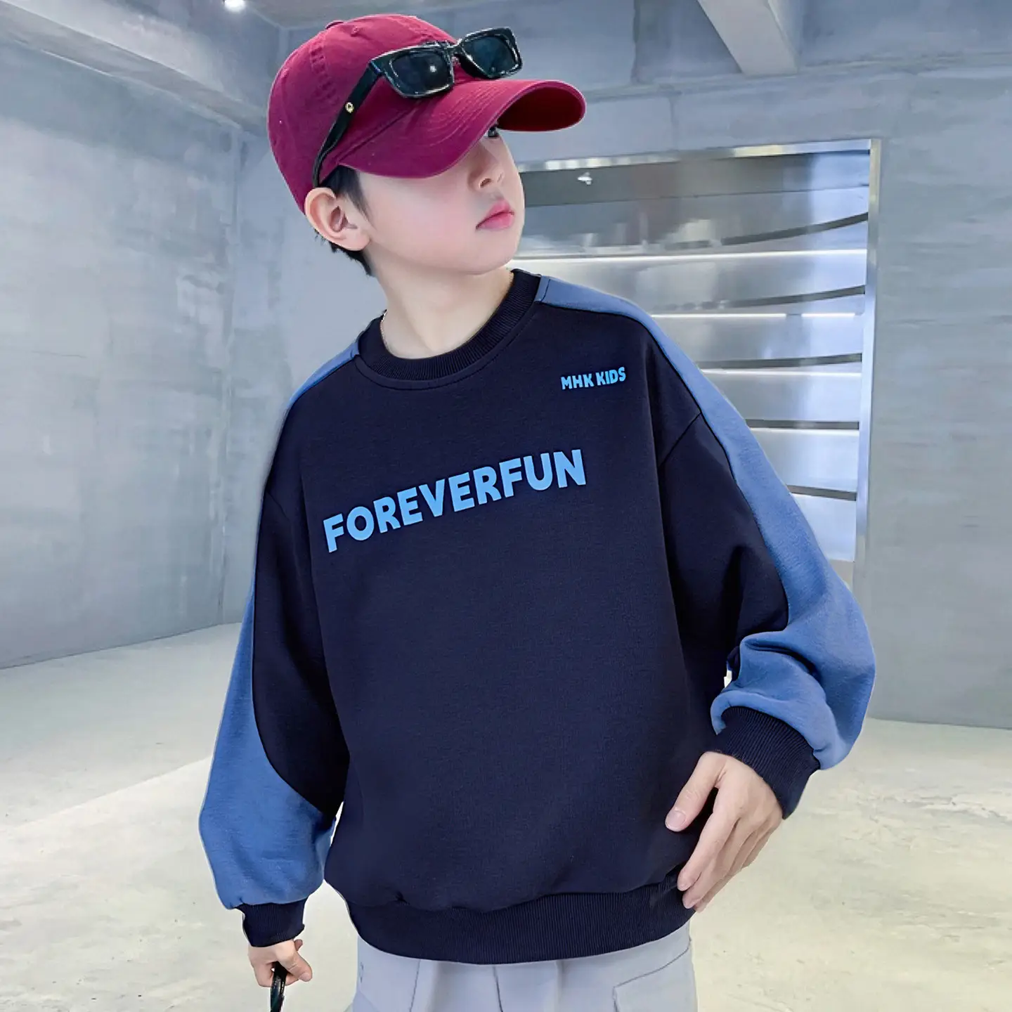 Boys Sweatshirt Blue Forever Fun Long Sleeve - Image 4
