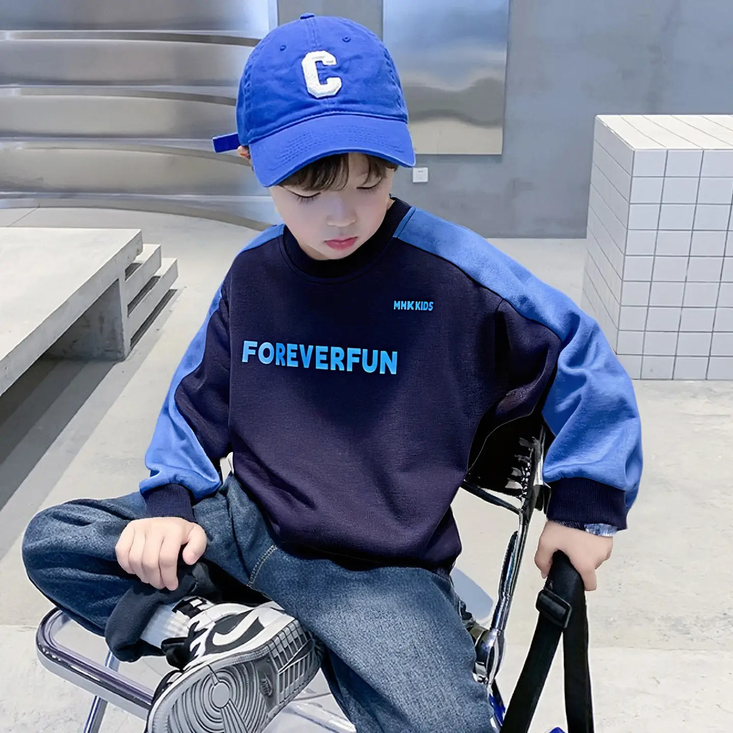 Boys Sweatshirt Blue Forever Fun Long Sleeve - Image 5