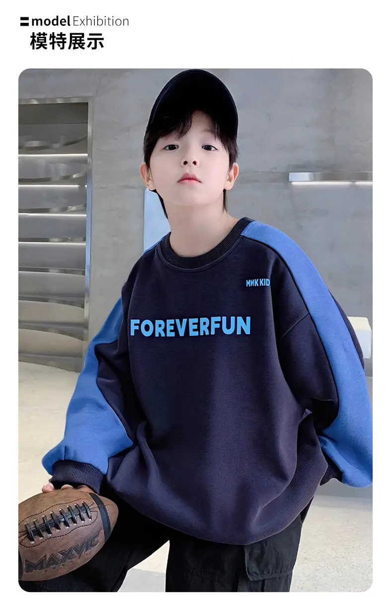 Boys Sweatshirt Blue Forever Fun Long Sleeve — feature 4