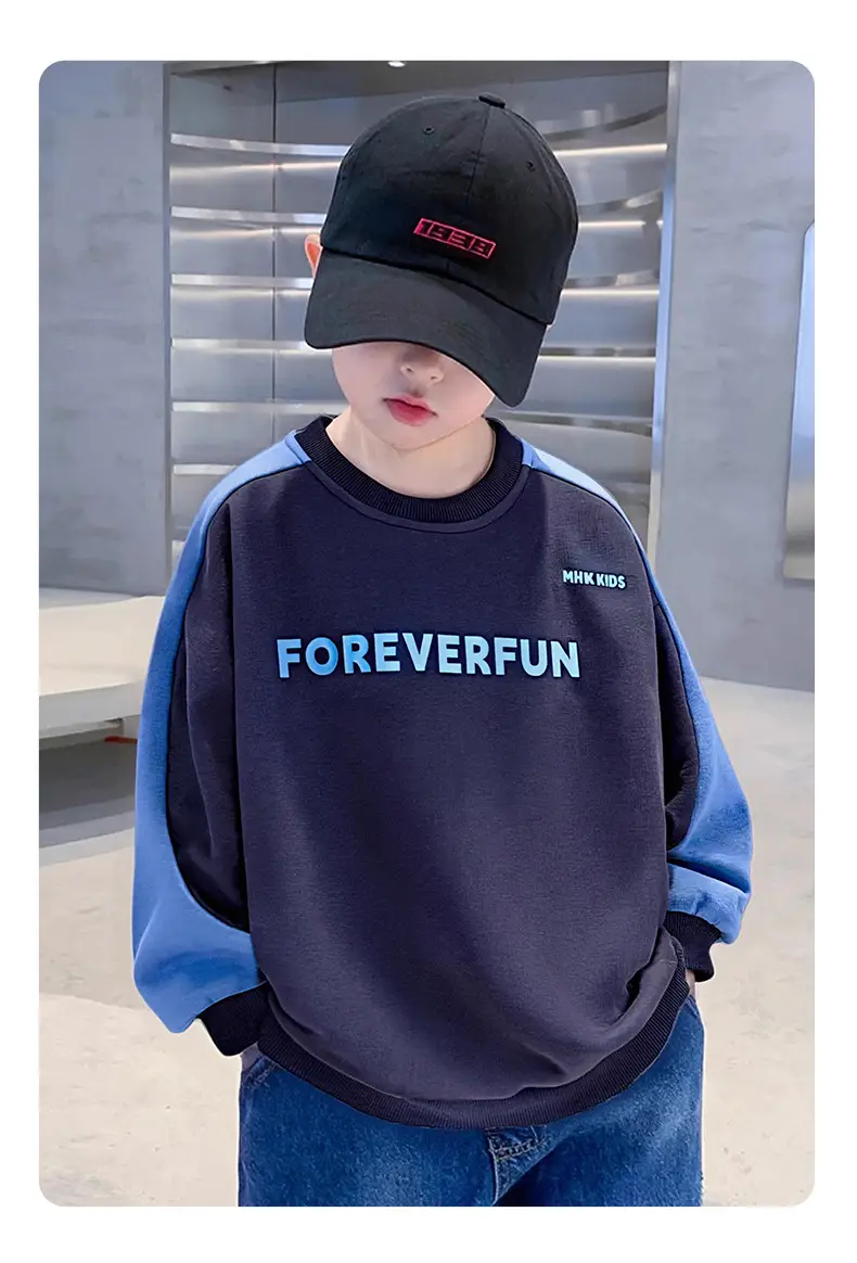 Boys Sweatshirt Blue Forever Fun Long Sleeve — feature 5