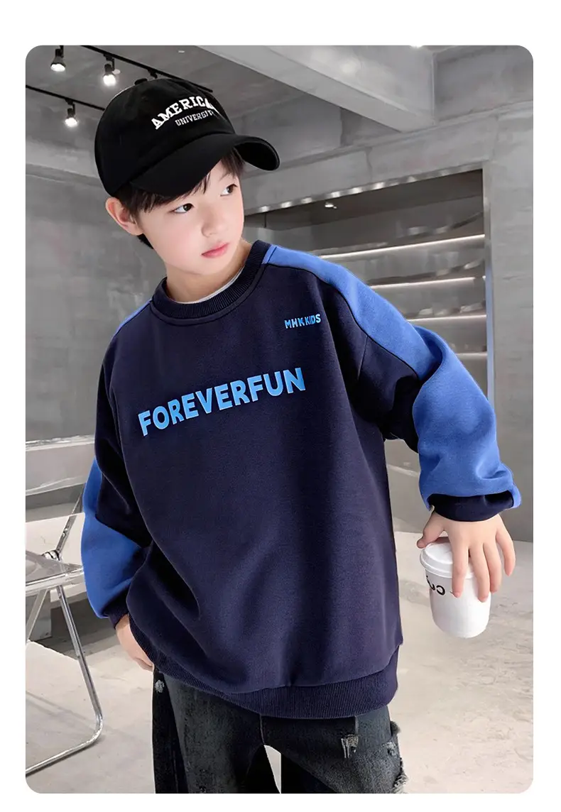 Boys Sweatshirt Blue Forever Fun Long Sleeve — feature 7