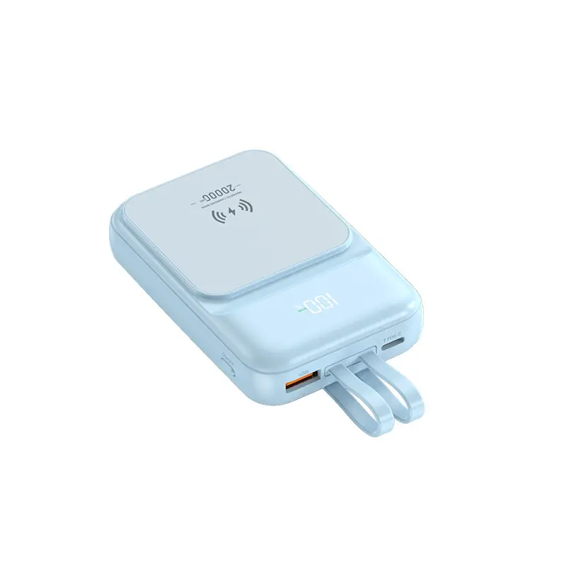 Magsafe Magnetic Mini Power Bank with Cable 20000 Mah Large Capacity Compact Portable Power Bank Digital Display