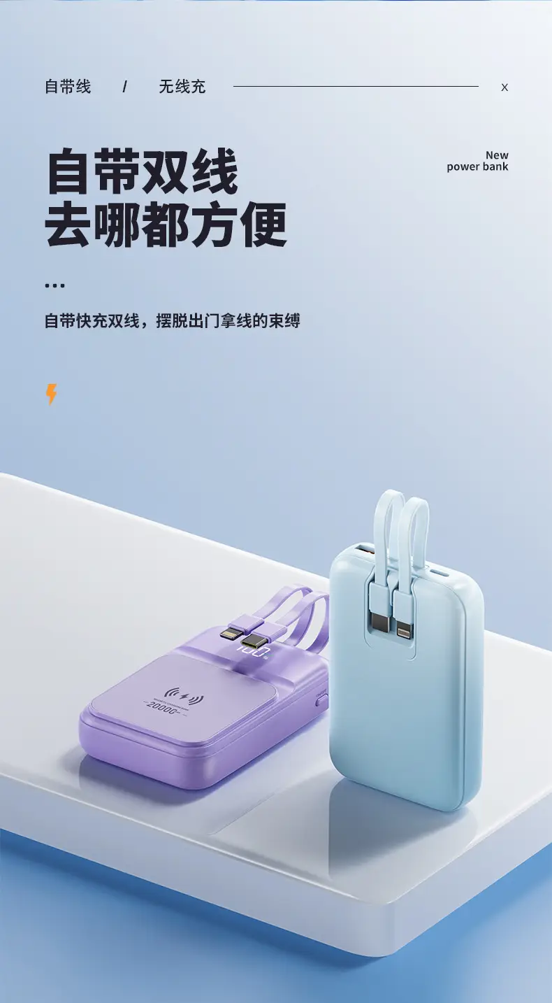 Magsafe Magnetic Mini Power Bank with Cable 20000 Mah Large Capacity Compact Portable Power Bank Digital Display — feature 2