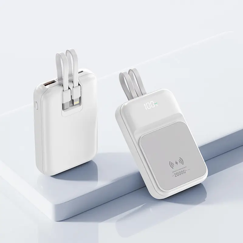 Magsafe Magnetic Mini Power Bank with Cable 20000 Mah Large Capacity Compact Portable Power Bank Digital Display