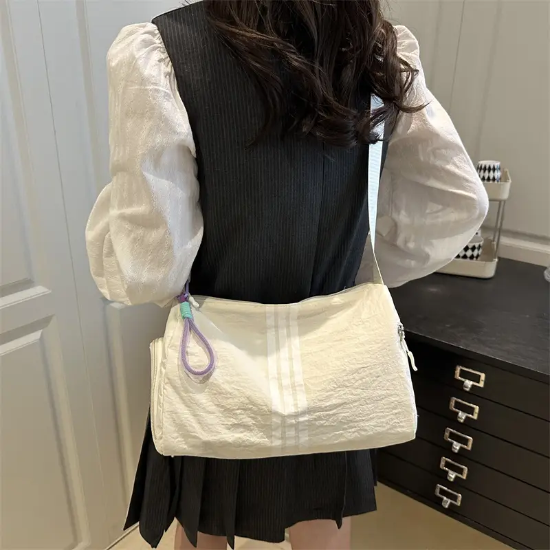 2025 Women's Black Crossbody Bag with 3 Stripes - Image 8
