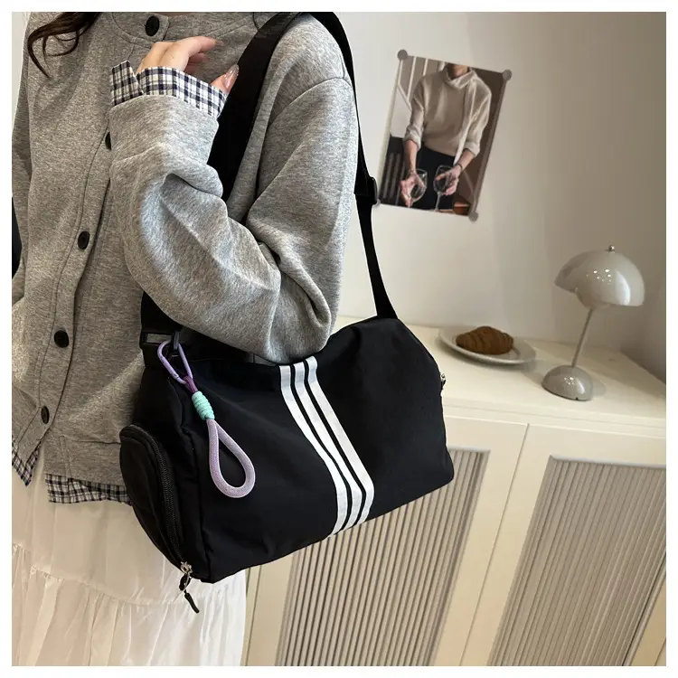 2025 Women's Black Crossbody Bag with 3 Stripes — feature 13