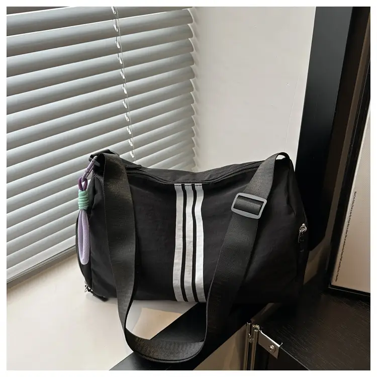 2025 Women's Black Crossbody Bag with 3 Stripes — feature 26