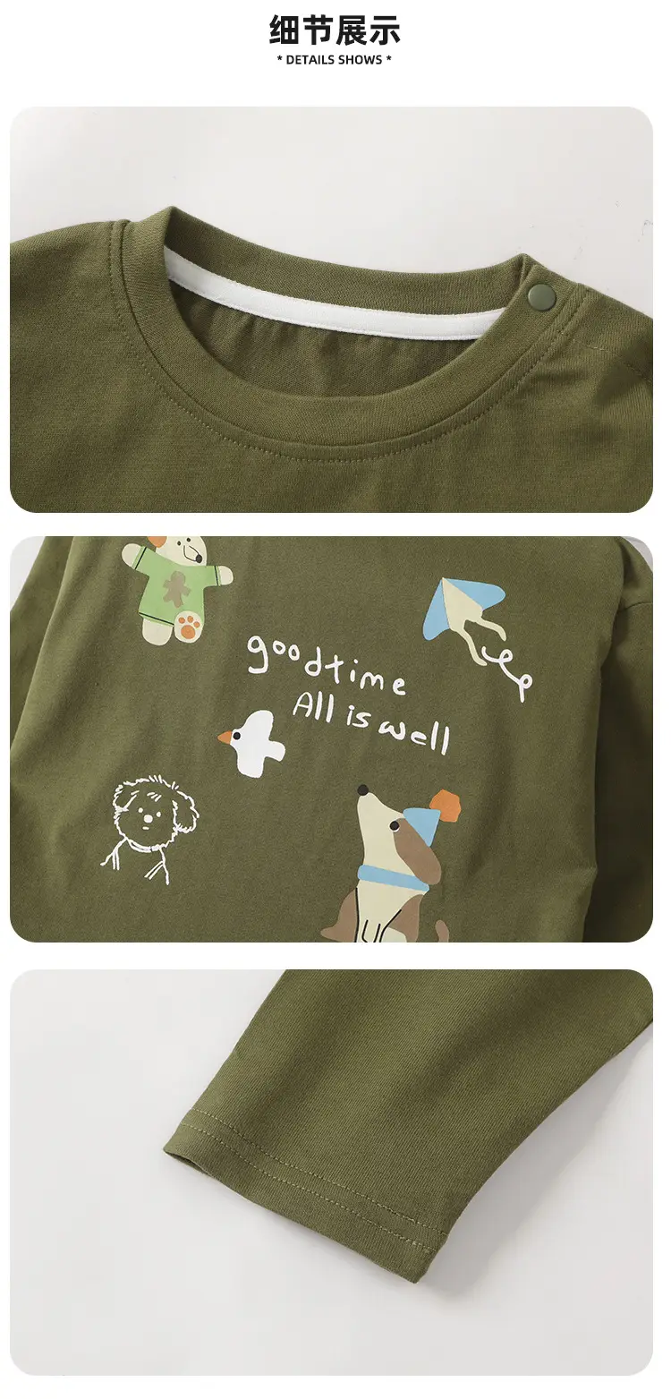 Kaka Panda Boys Long Sleeve T-Shirt Olive Green — feature 11