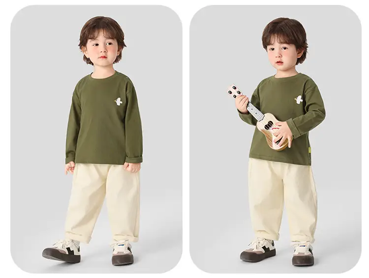 Kaka Panda Boys Long Sleeve T-Shirt Olive Green — feature 6