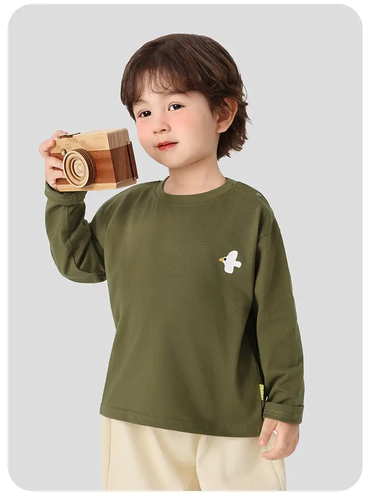 Kaka Panda Boys Long Sleeve T-Shirt Olive Green — feature 7