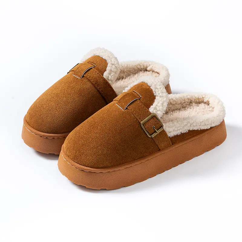 Women Cotton Slippers Winter Mule with Plush Lining - Image 8