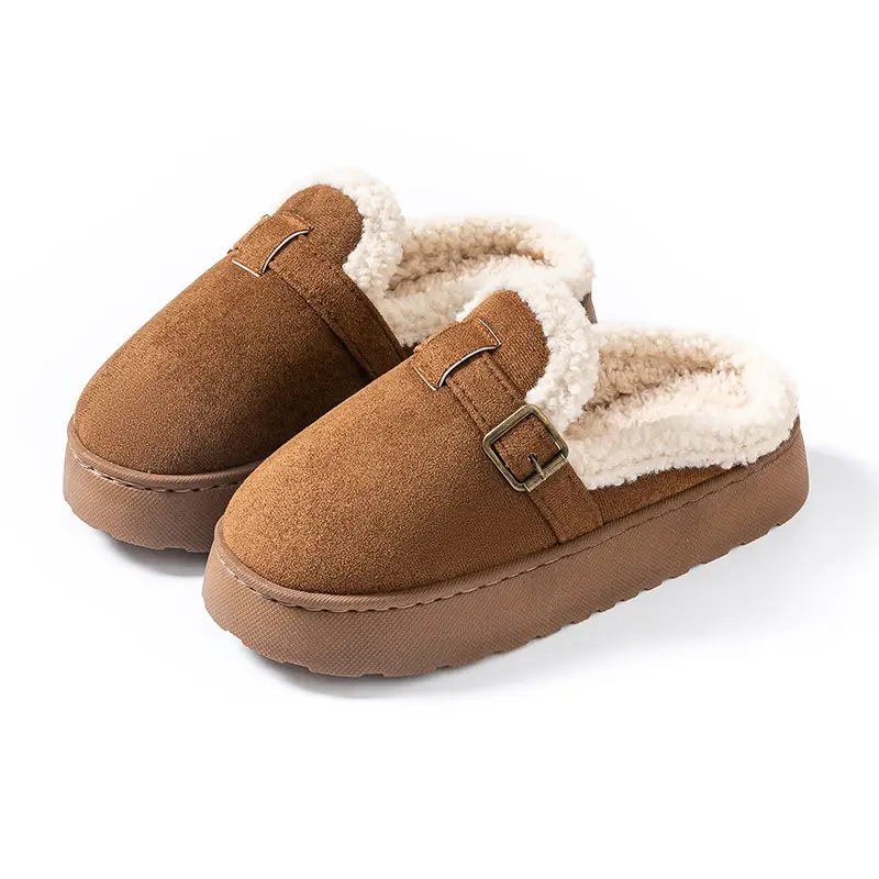 Women Cotton Slippers Winter Mule with Plush Lining - Image 3