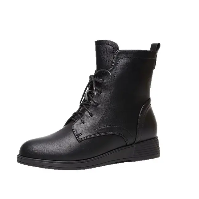Women's Black British Style Ankle Boots 2025 Winter Warm - Image 5