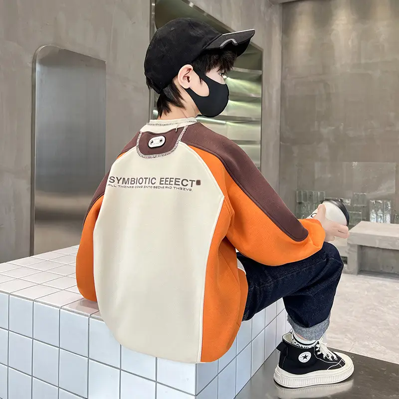 Boys' Orange Beige Sweatshirt 2026 New Model - Image 4