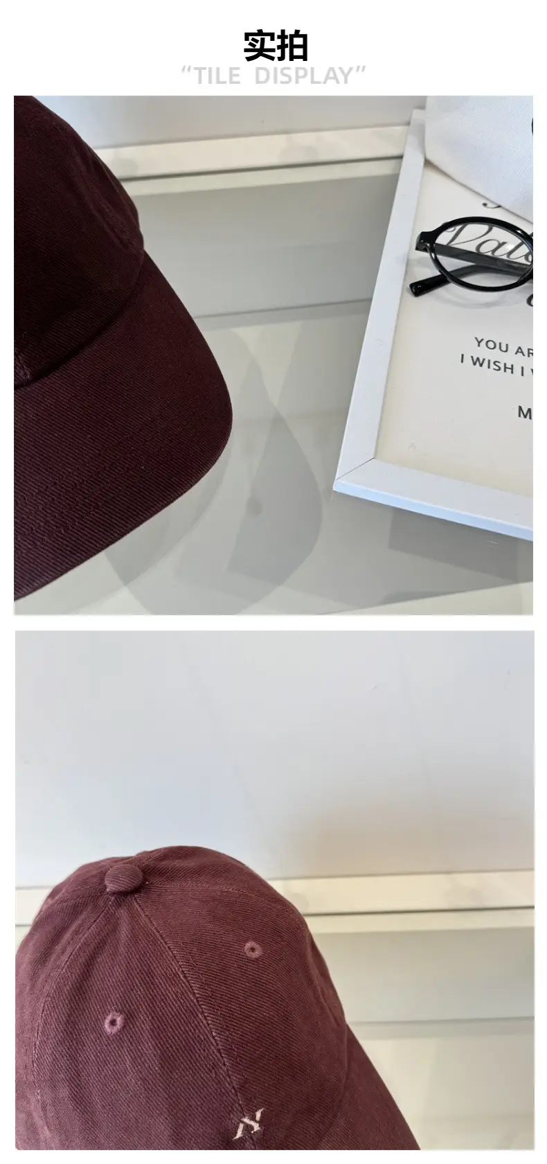 N Letter Baseball Cap for Women Maroon Black — feature 4