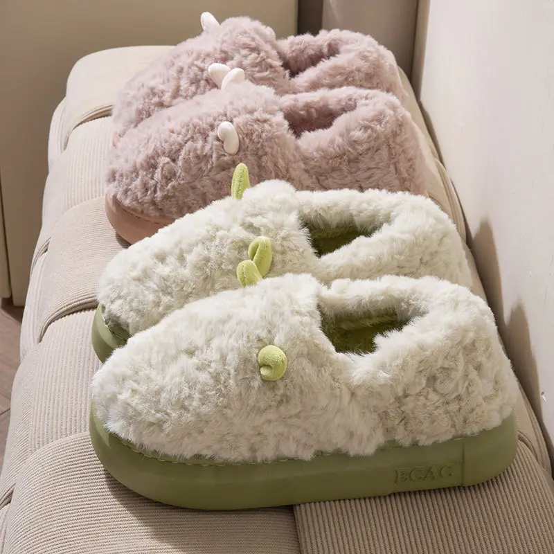 Women Winter Furry Cotton Slippers with Covered Heel - Image 7