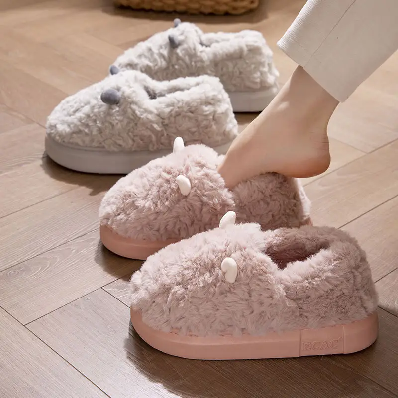 Women Winter Furry Cotton Slippers with Covered Heel - Image 8