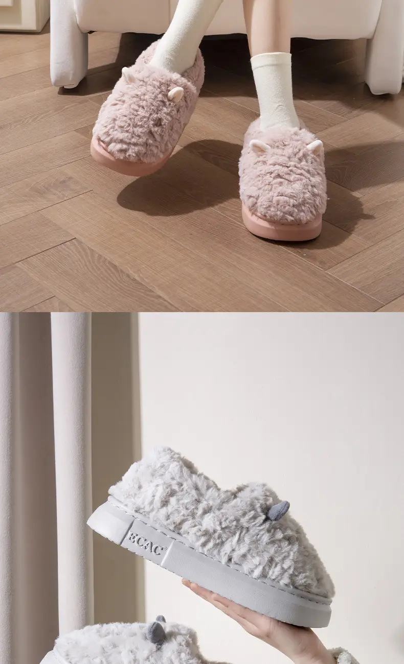 Women Winter Furry Cotton Slippers with Covered Heel — feature 11
