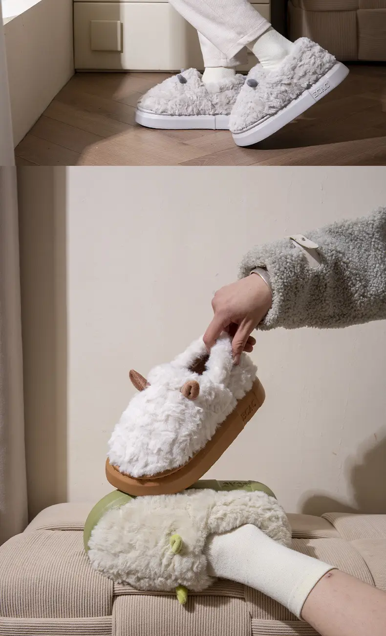 Women Winter Furry Cotton Slippers with Covered Heel — feature 13
