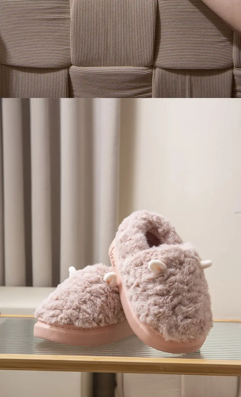 Women Winter Furry Cotton Slippers with Covered Heel — feature 14