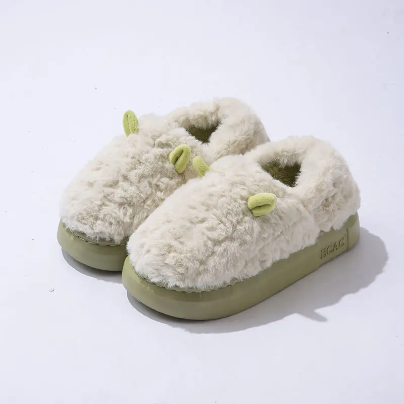 Women Winter Furry Cotton Slippers with Covered Heel - Image 3