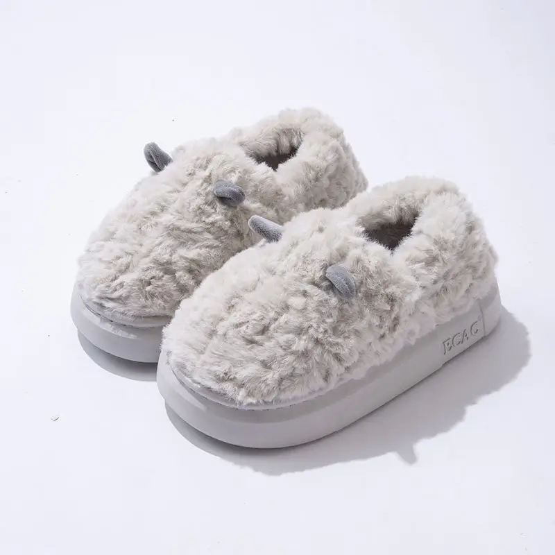 Women Winter Furry Cotton Slippers with Covered Heel - Image 4