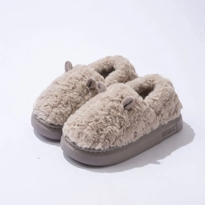 Women Winter Furry Cotton Slippers with Covered Heel - Image 5