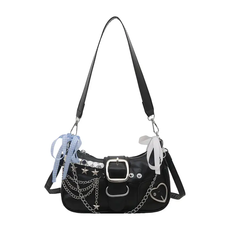 Black High-End Hanging Chain Tote Bag for Women - Image 9