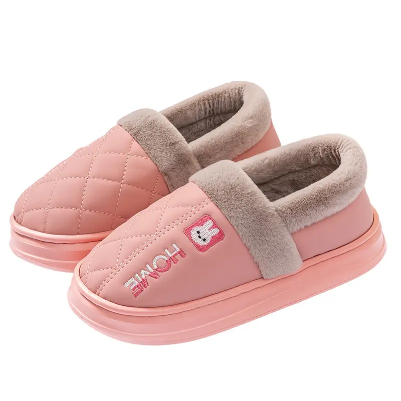 Waterproof Cotton Slippers with Heel for Women, Autumn and Winter 2025 New Indoor Home Thick-Soled Warm Fleece Maternity Cotton Shoes - Image 8