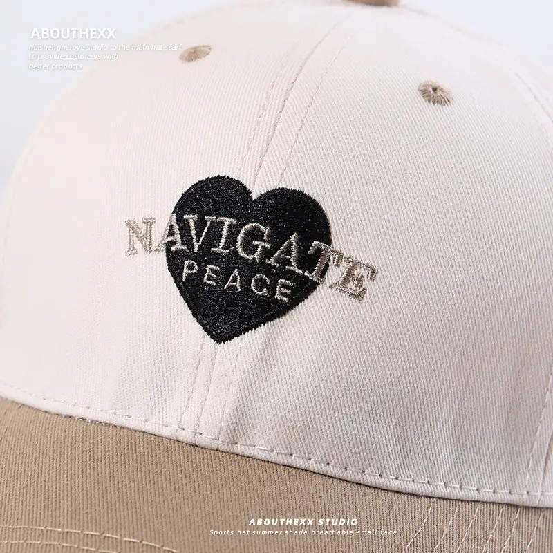 Women Heart Embroidered Baseball Cap White Beige - Image 7