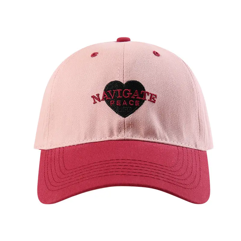 Women Heart Embroidered Baseball Cap White Beige - Image 9