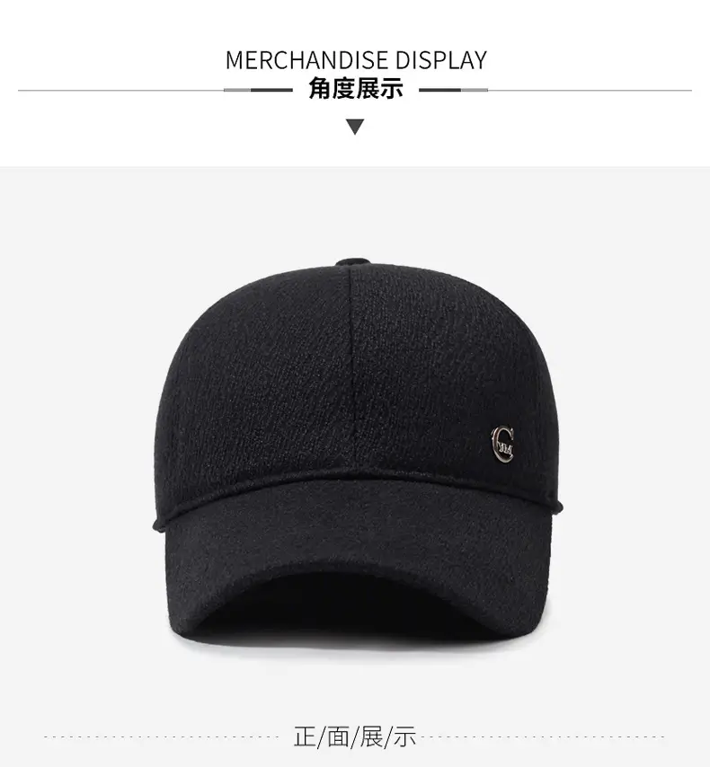 Men's Navy Blue Velvet Baseball Cap with Logo — feature 8