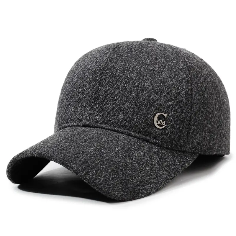 Men's Navy Blue Velvet Baseball Cap with Logo - Image 3