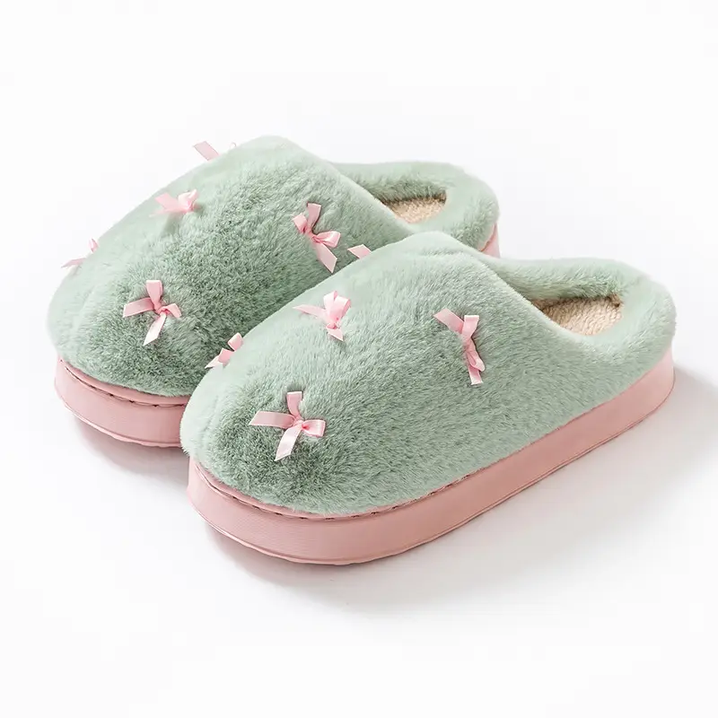Lightweight Cotton Slippers with a Stepping-On-Poop Sensation, Suitable for Autumn and Winter Indoor Use in the Home and Living Room, with Plush Lining, Thick Soles, Warm, for Couples, Postpartum, and Furry Slippers
