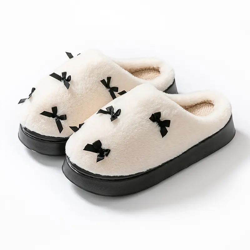 Lightweight Cotton Slippers with a Stepping-On-Poop Sensation, Suitable for Autumn and Winter Indoor Use in the Home and Living Room, with Plush Lining, Thick Soles, Warm, for Couples, Postpartum, and Furry Slippers