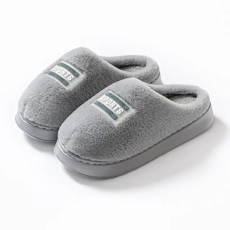Lightweight Cotton Slippers with a Stepping-On-Poop Sensation, Suitable for Autumn and Winter Indoor Use in the Home and Living Room, with Plush Lining, Thick Soles, Warm, for Couples, Postpartum, and Furry Slippers