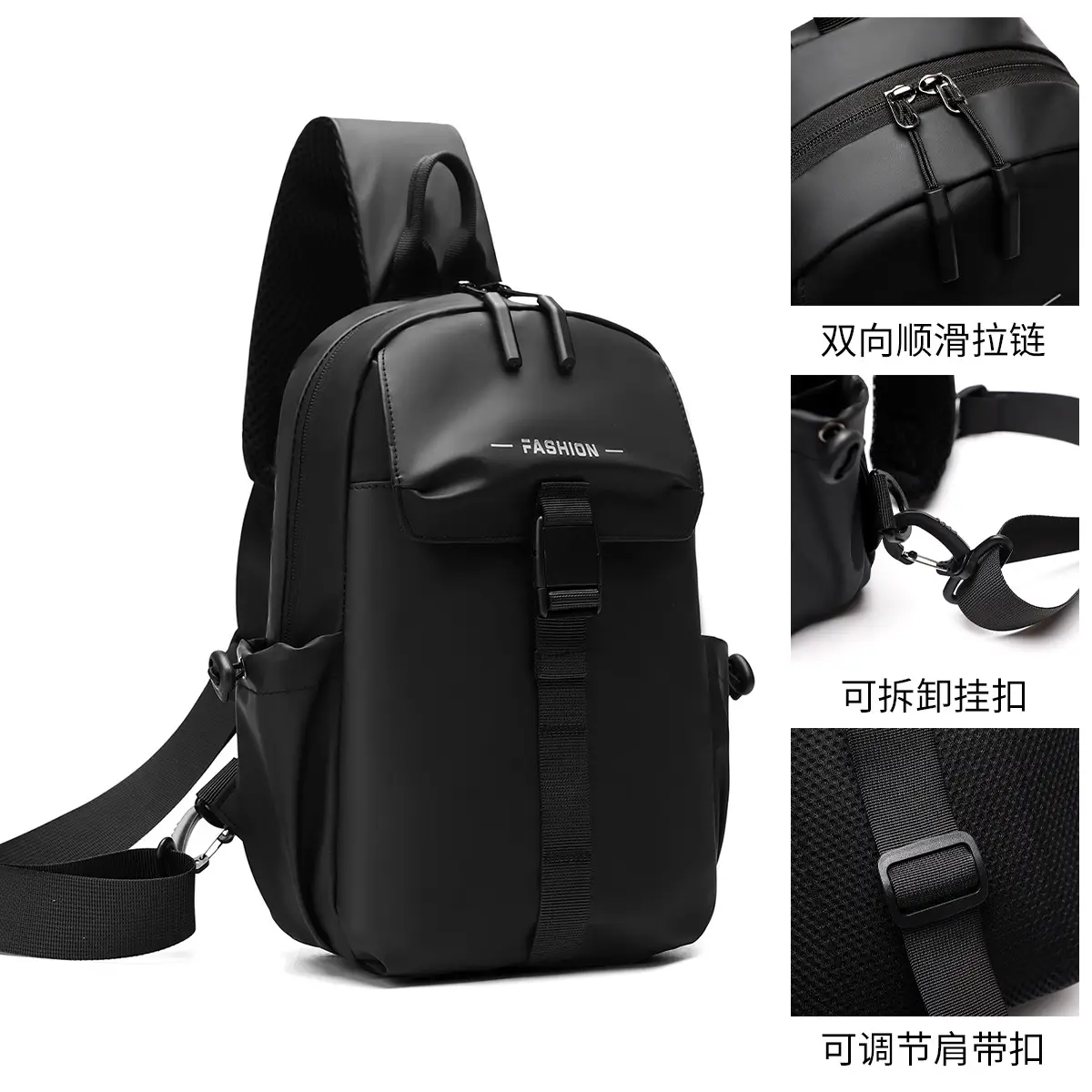 Men's Water-Resistant Crossbody Bag Black Multi-Color - Image 5