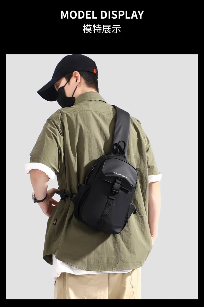 Men's Water-Resistant Crossbody Bag Black Multi-Color — feature 21