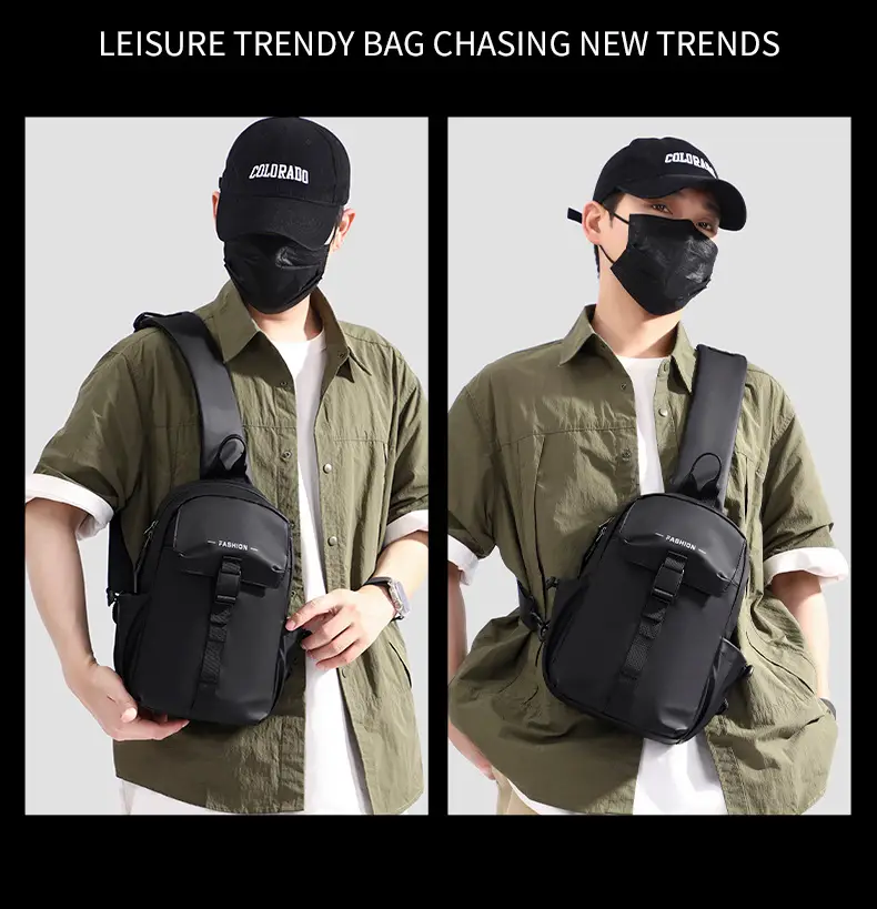 Men's Water-Resistant Crossbody Bag Black Multi-Color — feature 23