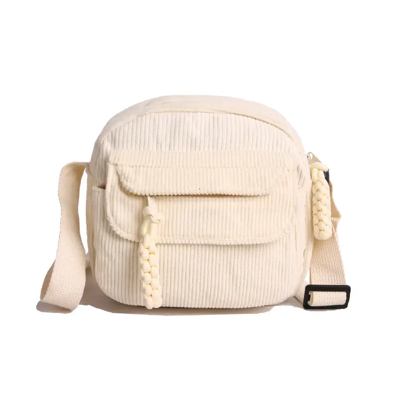 Retro Corduroy Shoulder Bag Black Mobile Phone Bag - Image 9